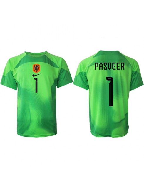 Nederländerna Remko Pasveer #1 Målvakt Replika Hemmakläder VM 2022 Kortärmad